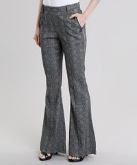 Calca-Feminina-Flare-Xadrez-Alfaiataria-com-Botoes-Cinza-Escuro-8880641-Cinza_Escuro_1