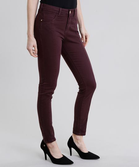 Calca-Feminina-Super-Skinny-Cintura-Alta-Vinho-9004680-Vinho_1 Calca-Feminina-Super-Skinny-Cintura-Alta-Vinho-9004680-Vinho_1