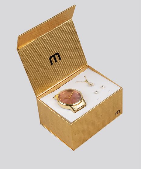 Kit-de-Relogio-Analogico-Mondaine-Feminino---Colar---Brinco---53576LPMVDE2K1-Dourado-9148401-Dourado_1
