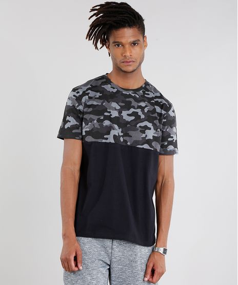 Camiseta-Masculina-com-Estampa-Camuflada-Manga-Curta-Gola-Careca-Preta-9089663-Preto_1