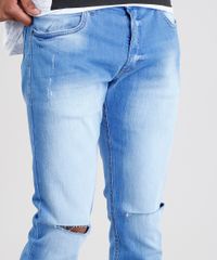 Calca-Jeans-Masculina-Skinny-Destroyed-em-Algodao---Sustentavel-Azul-Medio-9029568-Azul_Medio_4