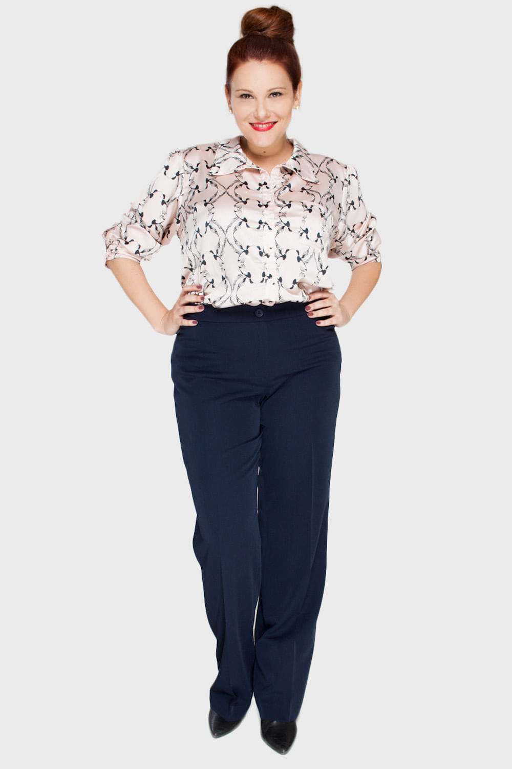 calça social plus size cintura alta