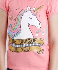 Blusa-Infantil--Unicornio--Manga-Curta-Decote-Redondo-em-Algodao---Sustentavel-Rosa-9107643-Rosa_4