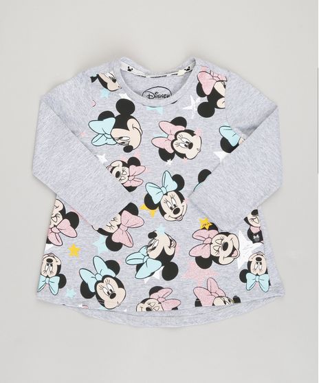 Blusa-Infantil-Minnie-Manga-Longa-Decote-Redondo-em-Algodao---Sustentavel-Cinza-Mescla-9042623-Cinza_Mescla_1