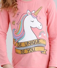 Blusa-Infantil--Unicornio--Manga-Longa-Decote-Redondo-em-Algodao---Sustentavel-Rosa-9107642-Rosa_4