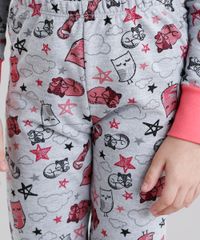 Pijama-Infantil-Estampado-de-Raposas-Manga-Longa-Gola-Redonda-Cinza-Mescla-9045401-Cinza_Mescla_4