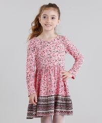 Vestido-Infantil-Estampado-Floral-Manga-Longa-Curto-Decote-Redondo-Rosa-9041156-Rosa_1
