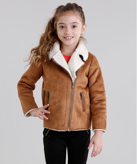 jaqueta suede caramelo com pelo