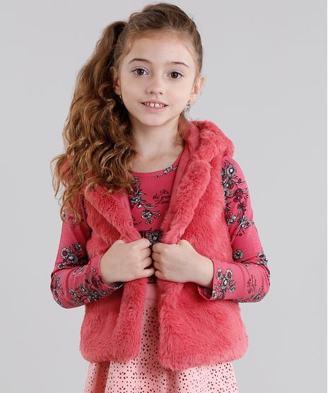 Colete-Infantil-de-Pelo-com-Capuz-Rosa-Escuro-8906015-Rosa_Escuro_1