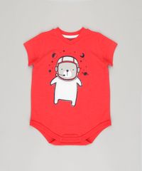 Body-Infantil--Urso-Astronauta--Manga-Curta-Gola-Careca-em-Algodao---Sustentavel-Vermelho-8878415-Vermelho_1