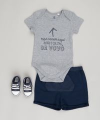 Body-Infantil--Esse-Nenem-Aqui-Adora-o-Colinho-da-Vovo--Manga-Curta-Decote-Redondo-em-Algodao---Sustentavel-Cinza-Mescla-8809798-Cinza_Mescla_3