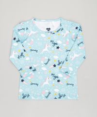 Blusa-Infantil-Estampada-de-Unicornio-Manga-Curta-Decote-Redondo-em-Algodao---Sustentavel-Azul-9043775-Azul_1