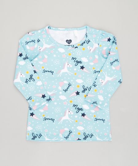Blusa-Infantil-Estampada-de-Unicornio-Manga-Curta-Decote-Redondo-em-Algodao---Sustentavel-Azul-9043775-Azul_1