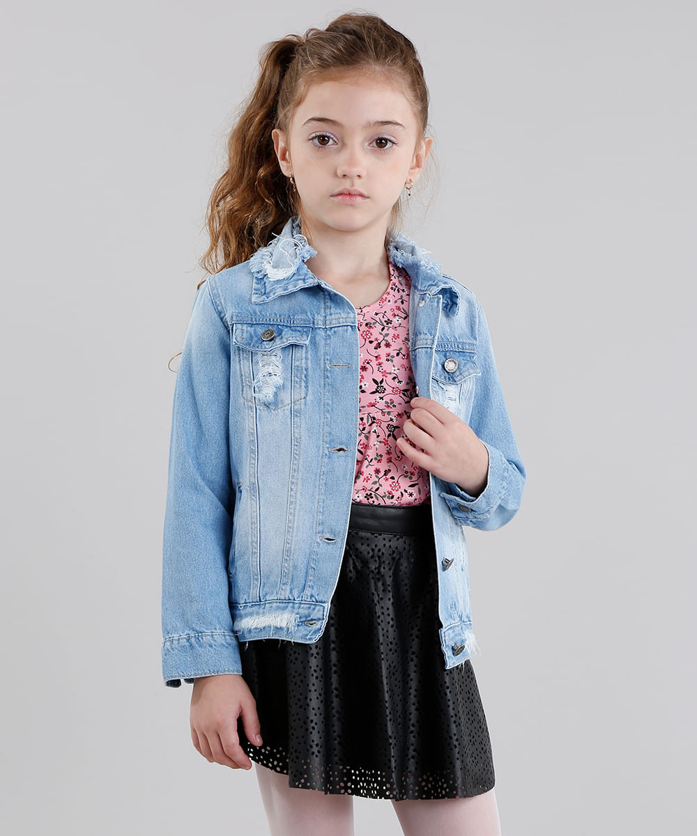 jaqueta jeans infantil feminina