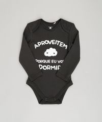 Body-Infantil--Aproveitem-Porque-Eu-Vou-Dormir--Manga-Longa-Decote-Redondo-em-Algodao---Sustentavel-Preto-8824394-Preto_1