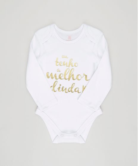 Body-Infantil--Eu-Tenho-a-Melhor-Dinda--Manga-Longa-Decote-Redondo-em-Algodao---Sustentavel-Branco-8824401-Branco_1