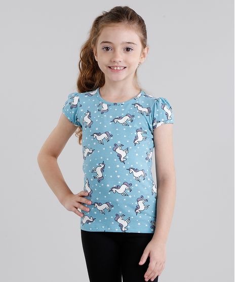 Blusa-Infantil-Estampada-Unicornio-Manga-Curta-Decote-Redondo-Azul-9111971-Azul_1