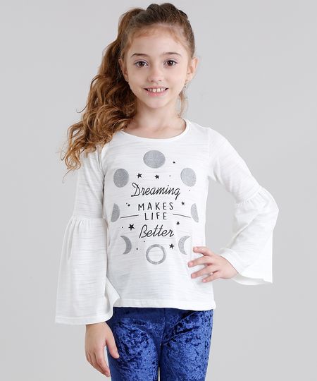 Blusa-Infantil--Dreamining-Makes-Life-Better---Manga-Longa-Decote-Redondo-em-Algodao---Sustentavel-Off-White-9101523-Off_White_1