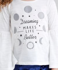 Blusa-Infantil--Dreamining-Makes-Life-Better---Manga-Longa-Decote-Redondo-em-Algodao---Sustentavel-Off-White-9101523-Off_White_4