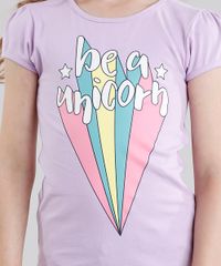 Blusa-Infantil--Be-a-Unicorn--Manga-Curta-Decote-Redondo-em-Algodao---Sustentavel-Lilas-9111973-Lilas_4