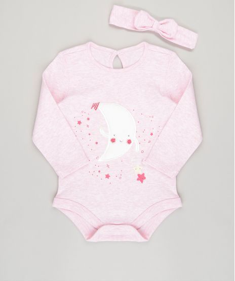 Body-Infantil-Lua-Manga-Longa-Decote-Redondo---Faixa-de-Cabelo-em-Algodao---Sustentavel-Rosa-8878556-Rosa_1