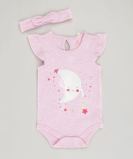 Body-Infantil-Lua-Manga-Curta-Decote-Redondo---Faixa-de-Cabelo-em-Algodao---Sustentavel-Rosa-8880213-Rosa_1