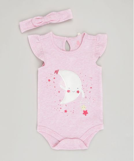 Body-Infantil-Lua-Manga-Curta-Decote-Redondo---Faixa-de-Cabelo-em-Algodao---Sustentavel-Rosa-8880213-Rosa_1