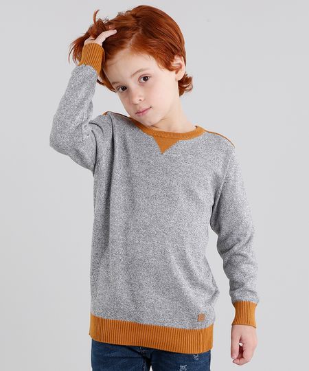 Sueter-Infantil-em-Trico-Manga-Longa-Gola-Careca-Cinza-8842334-Cinza_1