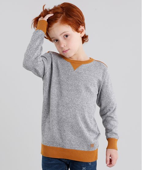 Sueter-Infantil-em-Trico-Manga-Longa-Gola-Careca-Cinza-8842334-Cinza_1
