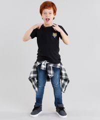 Camiseta-Infantil-Tigre-Manga-Curta-Gola-Careca-em-Algodao---Sustentavel-Preta-9042582-Preto_3