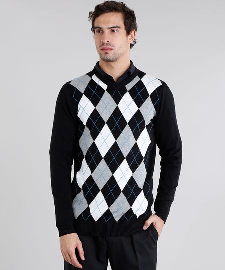 Sueter-Masculino-Xadrez-Argyle-em-Trico-Gola-V-Manga-Longa-Preto-8855363-Preto_1 Sueter-Masculino-Xadrez-Argyle-em-Trico-Gola-V-Manga-Longa-Preto-8855363-Preto_1