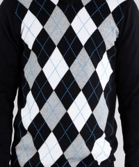Sueter-Masculino-Xadrez-Argyle-em-Trico-Gola-V-Manga-Longa-Preto-8855363-Preto_4