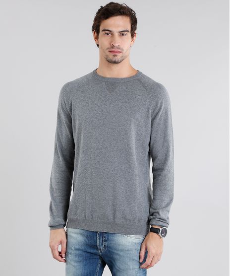 Sueter-Masculino-Basico-em-Trico-Gola-Careca-Manga-Longa-Cinza-Mescla-8848859-Cinza_Mescla_1