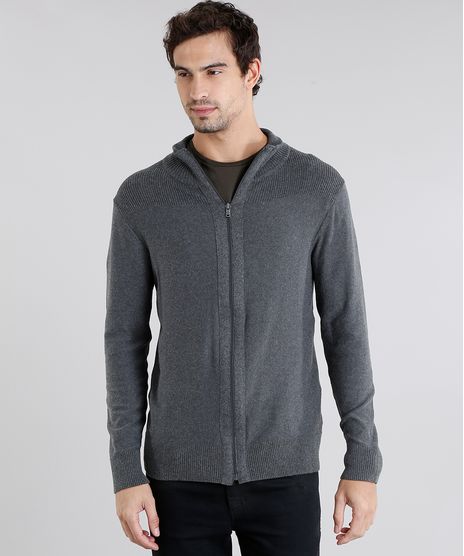Jaqueta-Masculina-em-Trico-Manga-Longa-Cinza-Mescla-Escuro-8848976-Cinza_Mescla_Escuro_1