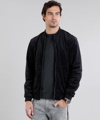 Jaqueta-Masculina-Bomber-em-Veludo-Manga-Longa-Preta-8841649-Preto_1