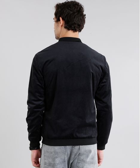 jaqueta masculina bomber manga longa preta