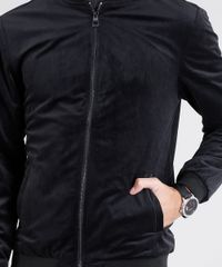 Jaqueta-Masculina-Bomber-em-Veludo-Manga-Longa-Preta-8841649-Preto_4