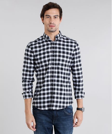 Camisa-Masculina-Comfort-Xadrez-em-Flanela-Manga-Longa-Azul-Marinho-8841897-Azul_Marinho_1