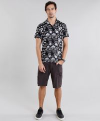 Camisa-Masculina-Estampada-de-Folhagens-Manga-Curta-Preta-9084502-Preto_3