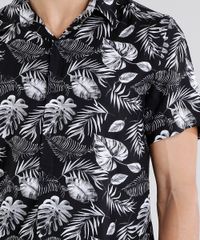 Camisa-Masculina-Estampada-de-Folhagens-Manga-Curta-Preta-9084502-Preto_4