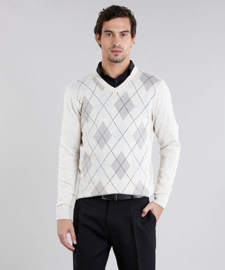 Sueter-Masculino-Estampado-Xadrez-Manga-Longa-Gola-V-Bege-Claro-8855363-Bege_Claro_1 Sueter-Masculino-Estampado-Xadrez-Manga-Longa-Gola-V-Bege-Claro-8855363-Bege_Claro_1