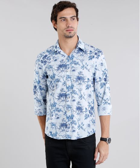 Camisa-Masculina-Comfort-Estampada-Floral-Manga-Longa-Azul-9108103-Azul_1
