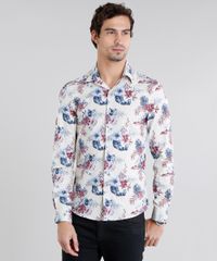 Camisa-Masculina-Slim-Estampada-Floral-Manga-Longa-Bege-Claro-9108110-Bege_Claro_1