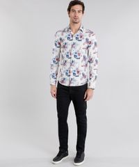Camisa-Masculina-Slim-Estampada-Floral-Manga-Longa-Bege-Claro-9108110-Bege_Claro_3