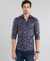 Camisa-Masculina-Slim-Estampada-Floral-Manga-Longa-Azul-Marinho-9108117-Azul_Marinho_1