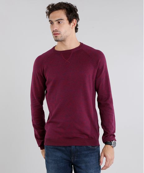 Sueter-Masculino-Basico-em-Trico-Gola-Careca-Manga-Longa-Vinho-8848877-Vinho_1