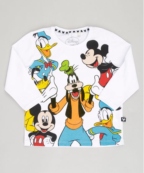 Camiseta-Infantil-Turma-do-Mickey-Manga-Longa-Gola-Careca-em-Algodao---Sustentavel-Branca-9042789-Branco_1_1