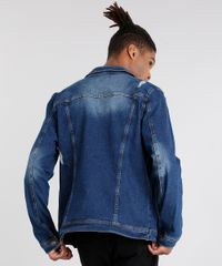 Jaqueta-Jeans-Masculina-Trucker-Manga-Longa-em-Algodao---Sustentavel-Azul-Escuro-9058205-Azul_Escuro_2