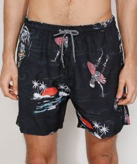 Short-Masculino-Estampado-de-Esqueletos-Surfistas-com-Cordao-e-Bolsos-Preto-9974695-Preto_1