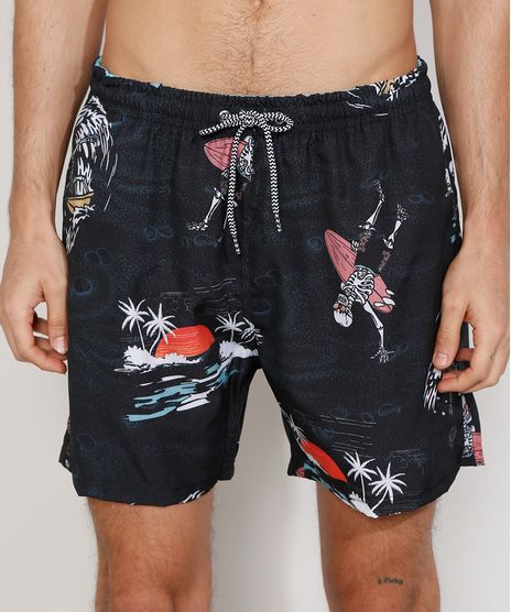 Short-Masculino-Estampado-de-Esqueletos-Surfistas-com-Cordao-e-Bolsos-Preto-9974695-Preto_1